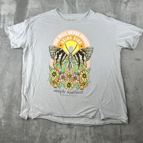 Simply Southern T-Shirt Over Sized Fit M/L Kind Butterfly Sunflowers - Picture 1 of 9